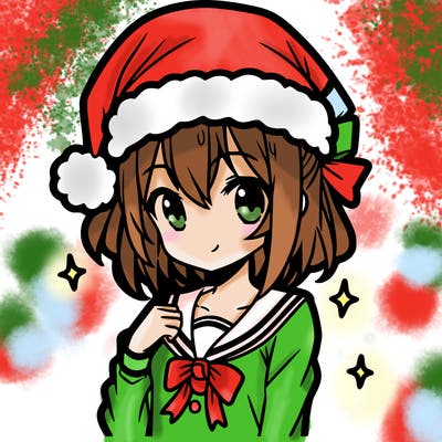 anime girl wearing a santa hat