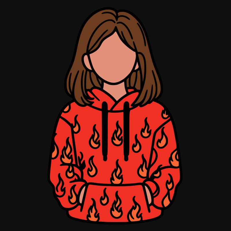 woman with fire hoodie
