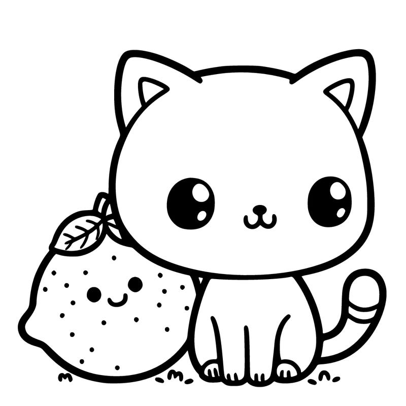 a cute cat themed by a lemon