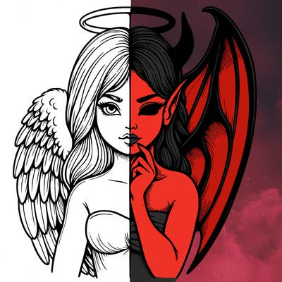 realistic angel half demon