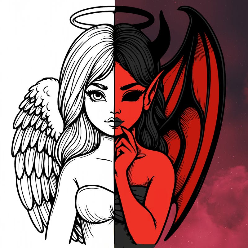 realistic angel half demon