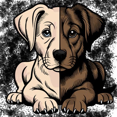 realistic dog split picture