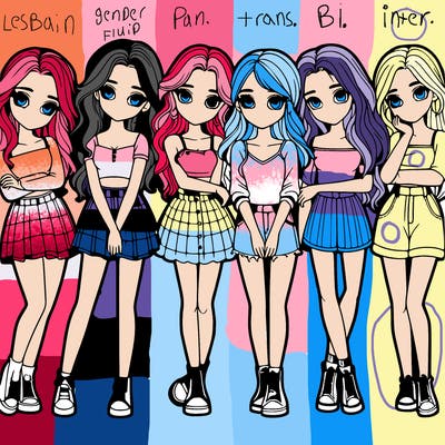 a group of girls realistic