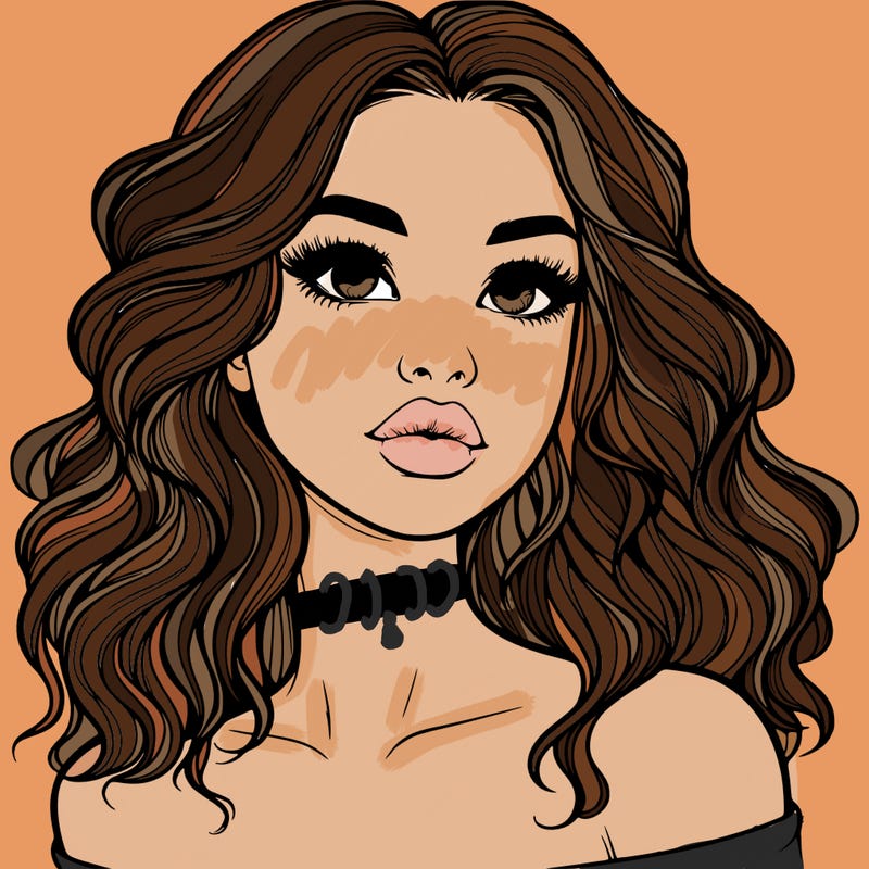 realistic girl with wavy hair and lips