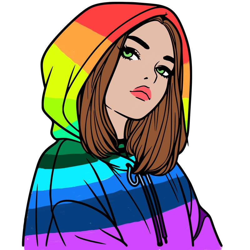 a realistic girl in a hoodie
