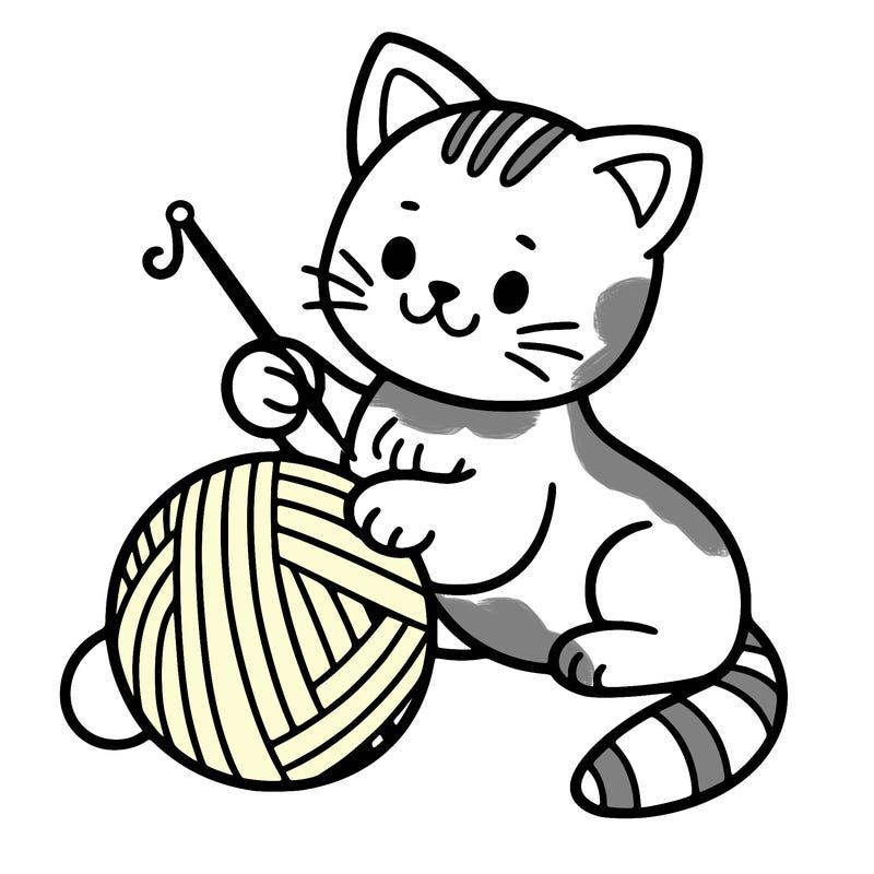 of a cat playing yarn