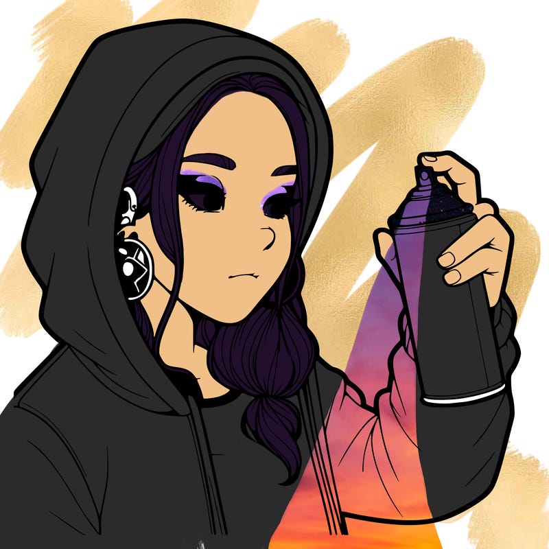 a realistic girl, spray painting