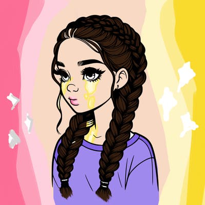 realistic girl with braids