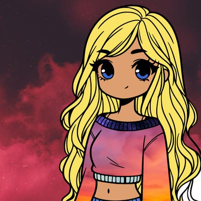 girl with long hair and a crop top with a sweater