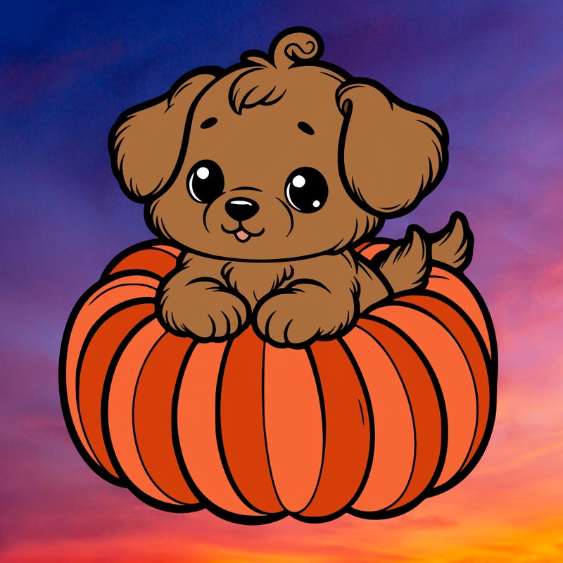 cute little puppy in a pumpkin