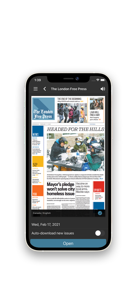London Free Press ePaper - London Free Press ePaper app showing a digital replica of the newspaper front page on a mobile device