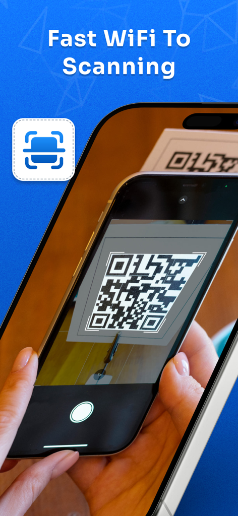 iPhone scanning a QR code for fast WiFi network connection