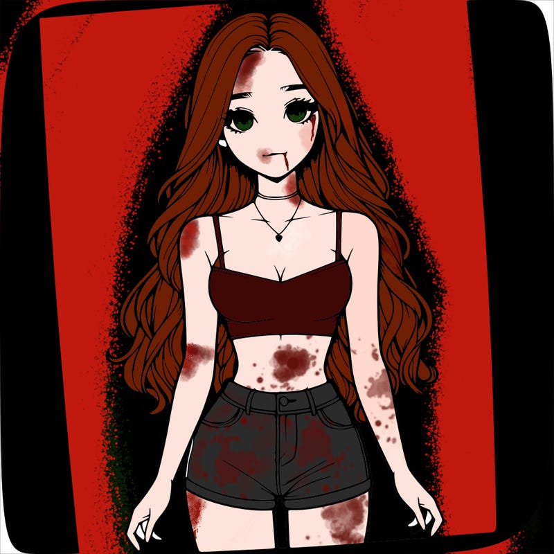 a realistic girl with long hair and in a crop top and shprts