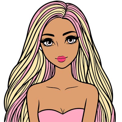 beautiful woman with long straight hair