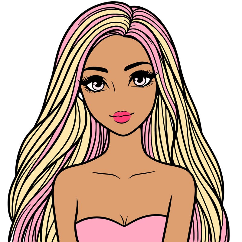 beautiful woman with long straight hair