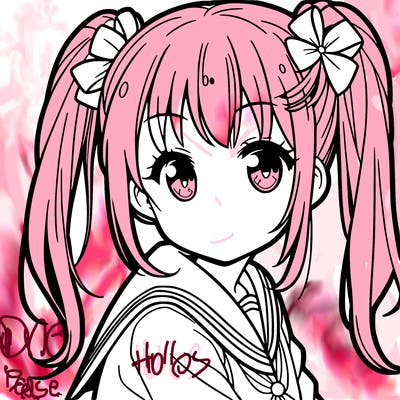 anime girl with pigtails