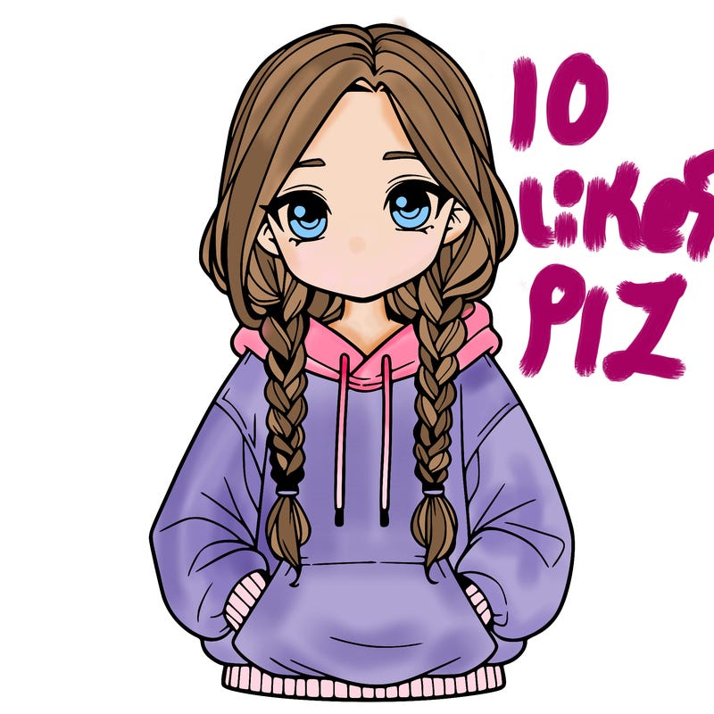 a realistic girl with a oversized hoodie and she has braids