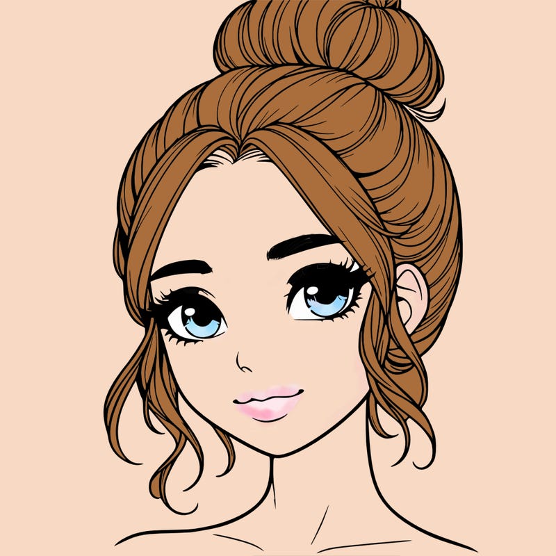 realistic pretty girl with hair in bun