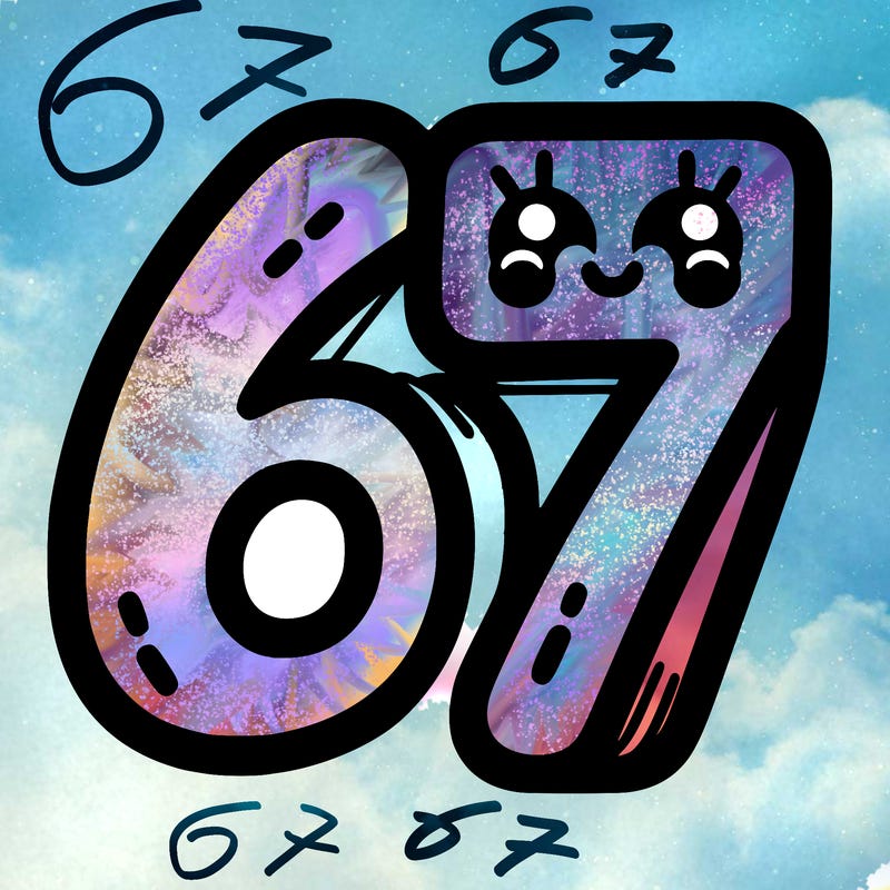 the numbers 67