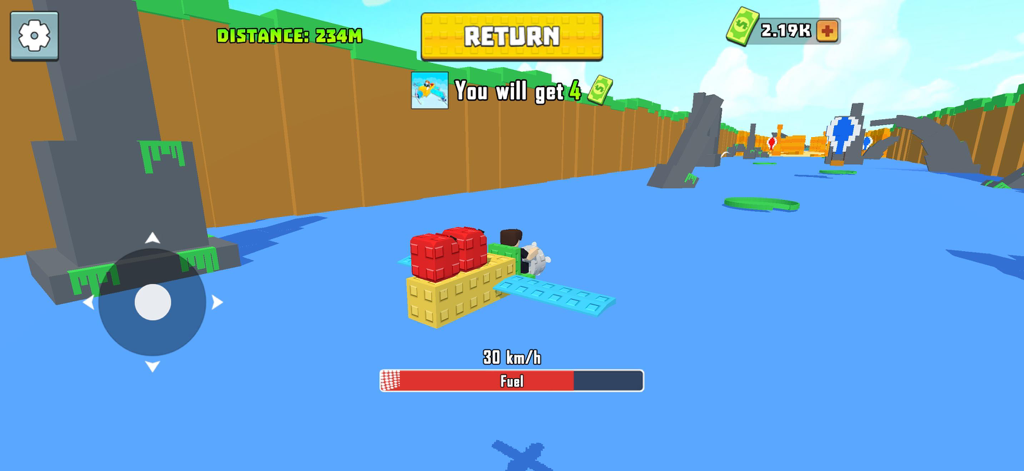 Build An AirPlane: Fly Master - A blocky custom airplane flying over water in a 3D flight simulator game