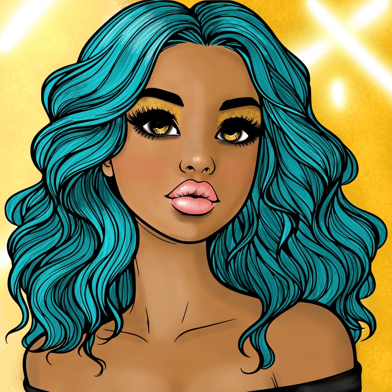 realistic girl with wavy hair and lips