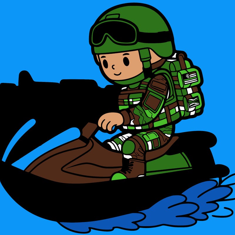 soldier in a jet ski