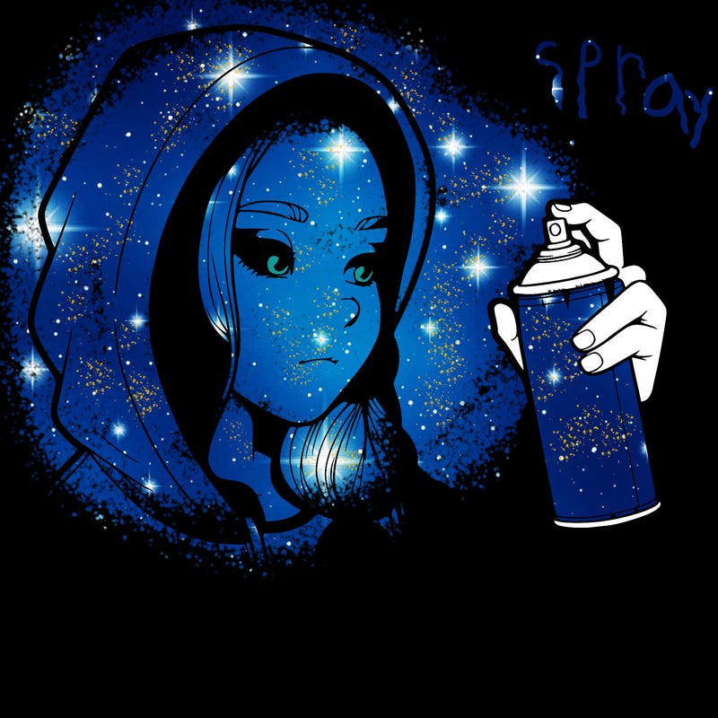 a realistic girl, spray painting