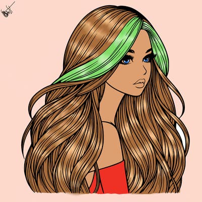 realistic girl with long realistic hair