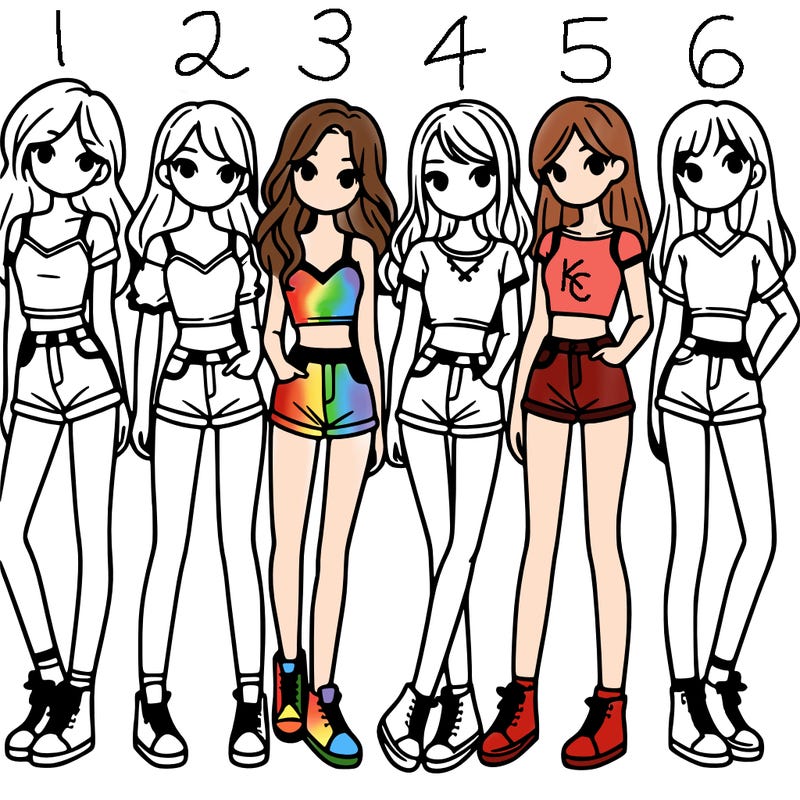 a group of girls wearing crop tops and shorts