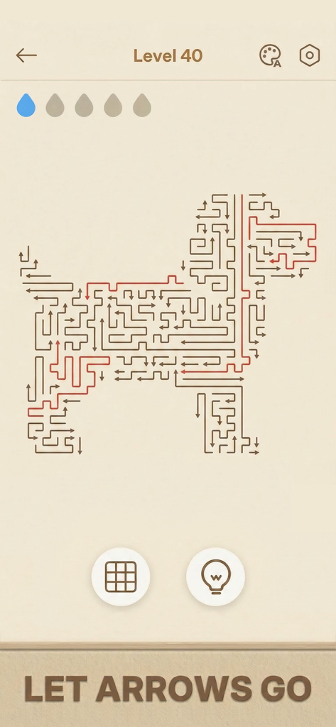 강아지 모양의 미니멀리스트 화살 논리 퍼즐