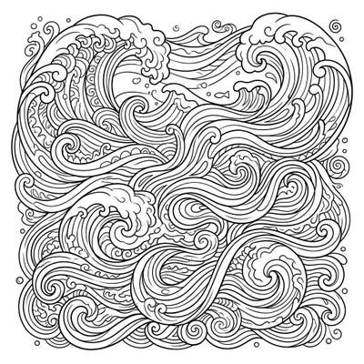 Unleash your creativity with this intricate coloring page featuring dynamic water wave patterns. Designed specifically for teens, it offers a relaxing and engaging artistic challenge.