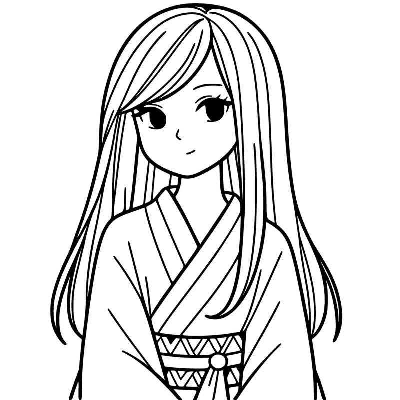 woman with long straight hair wearing kimono