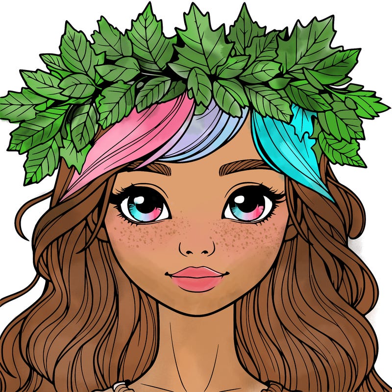 realistic girl with fall leaf crown