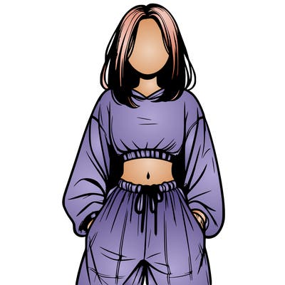 realistic girl faceless with baggy pants and a crop top