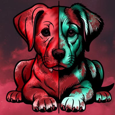 realistic dog split picture