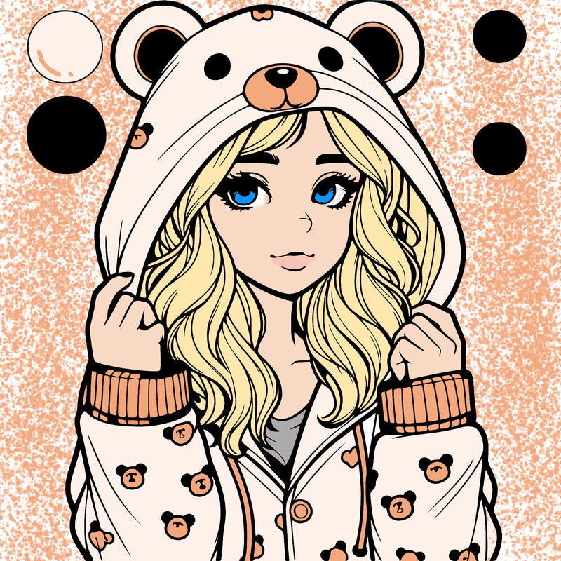 realistic girl in a animal pjs hoodie