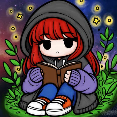 girl in oversized hoodie reading a book