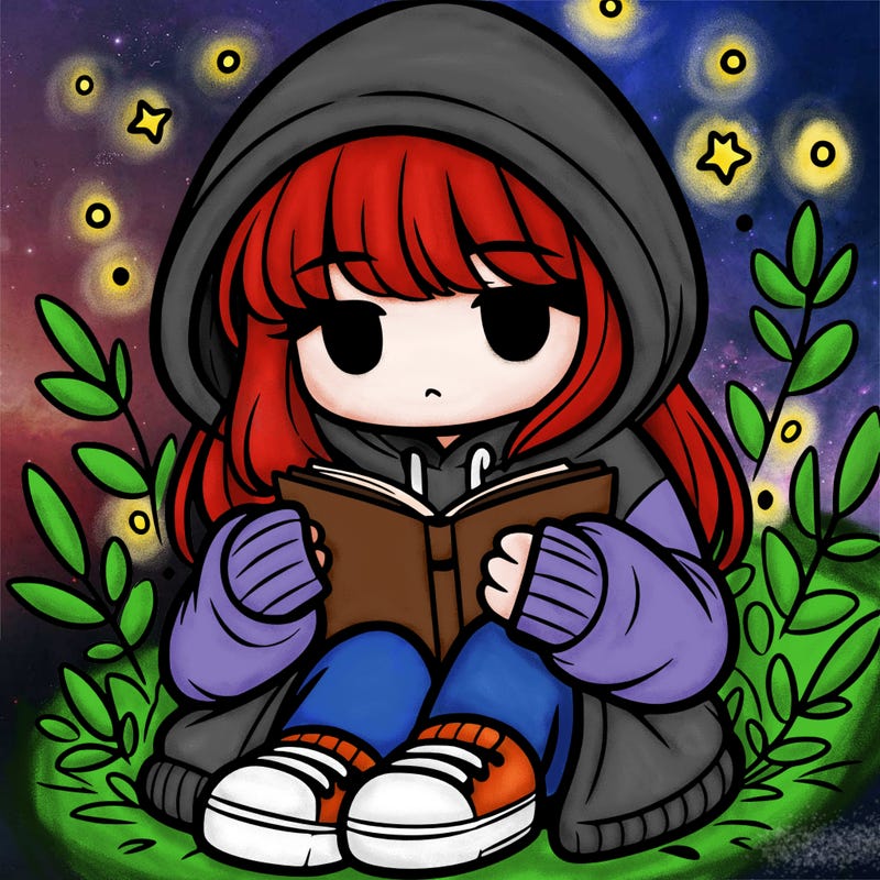 girl in oversized hoodie reading a book
