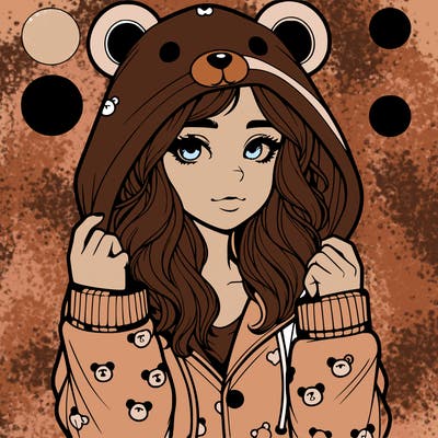 realistic girl in a animal pjs hoodie