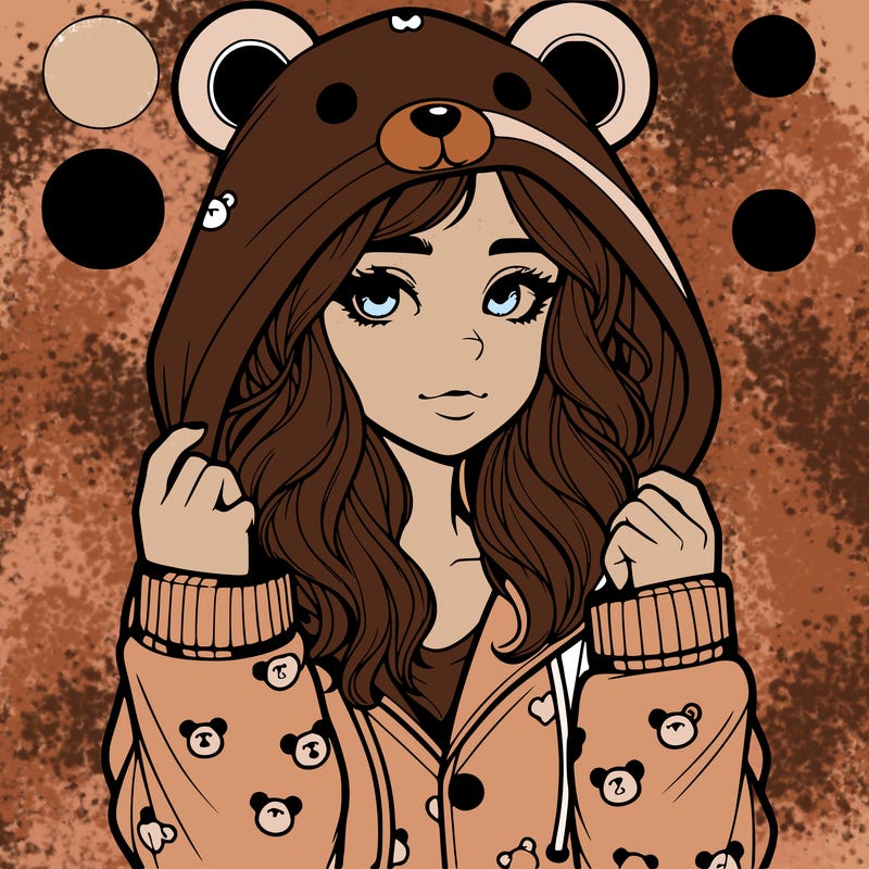 realistic girl in a animal pjs hoodie