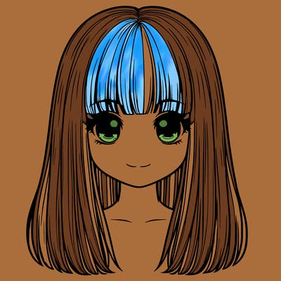 straight hair with bangs realistic