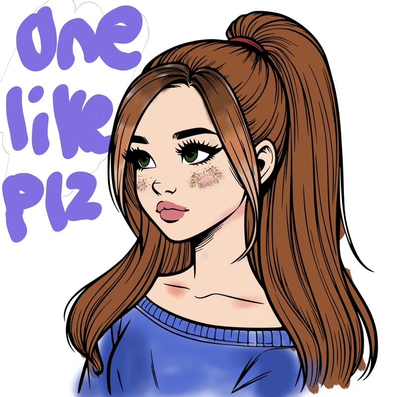 realistic girl with a high ponytail