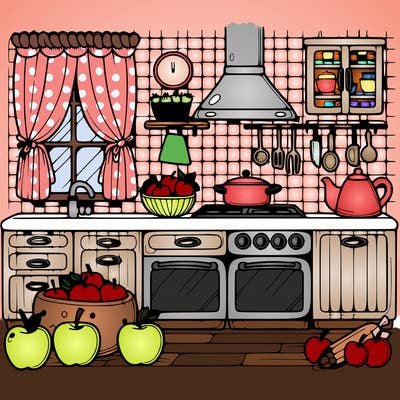 kitchen, apple theme