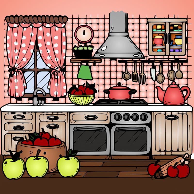kitchen, apple theme