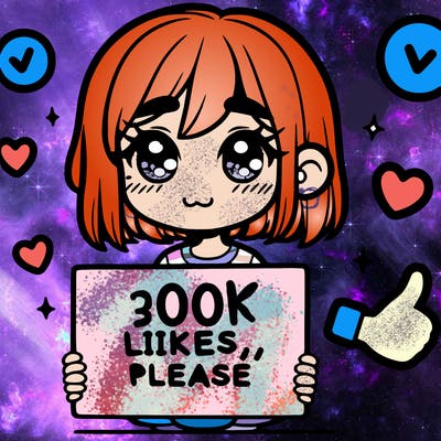 a girl with a sign saying 100 likes, please