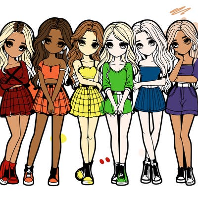 a group of girls realistic