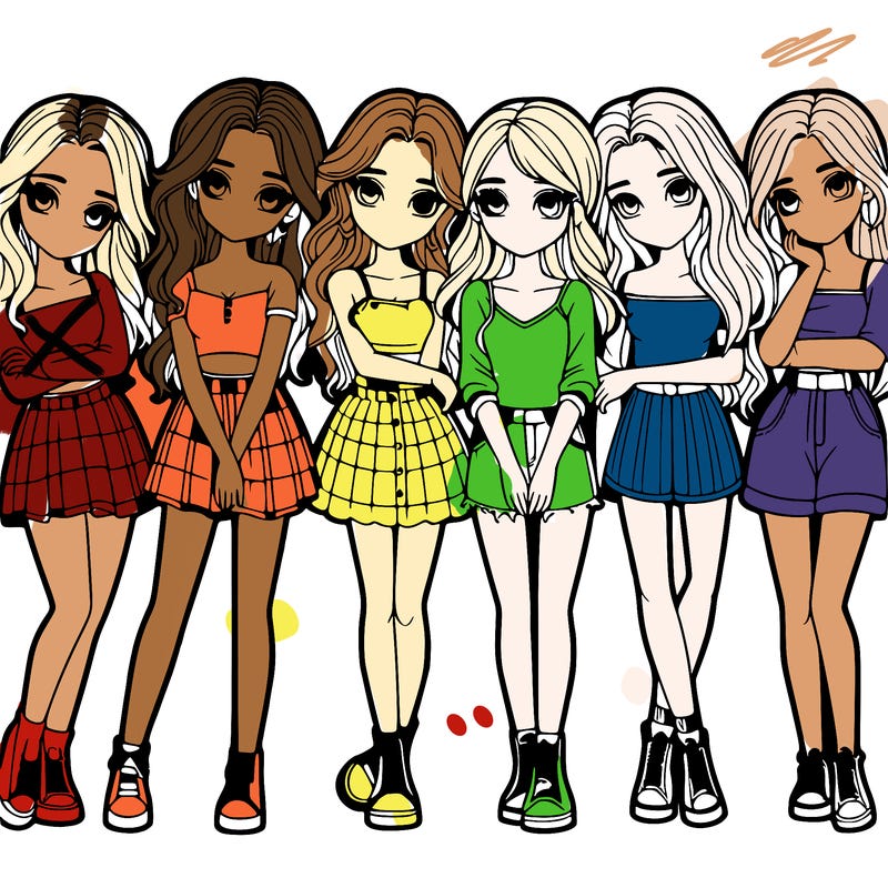 a group of girls realistic