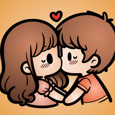 a girl and a boy kissing