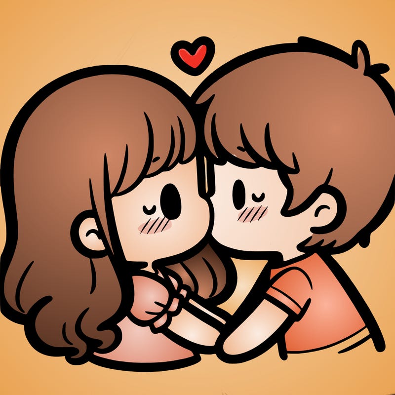 a girl and a boy kissing