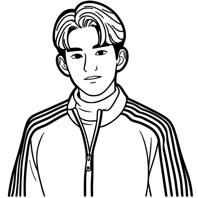k-pop man in a track suit
